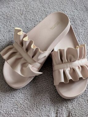 Michael Kors Blush Ruffle Slide Sandals